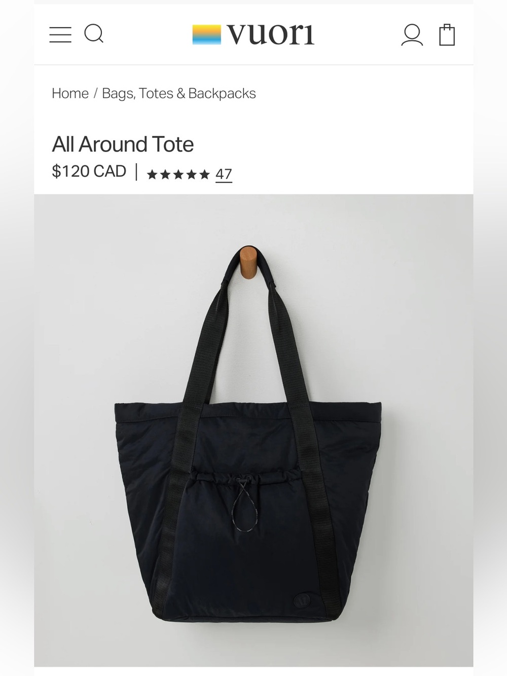 Vuori All Around Tote — Black